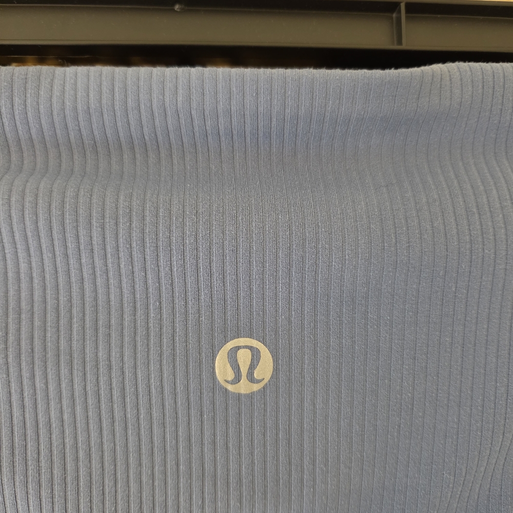lululemon Light Blue Ribbed Leggings with Silver Logo